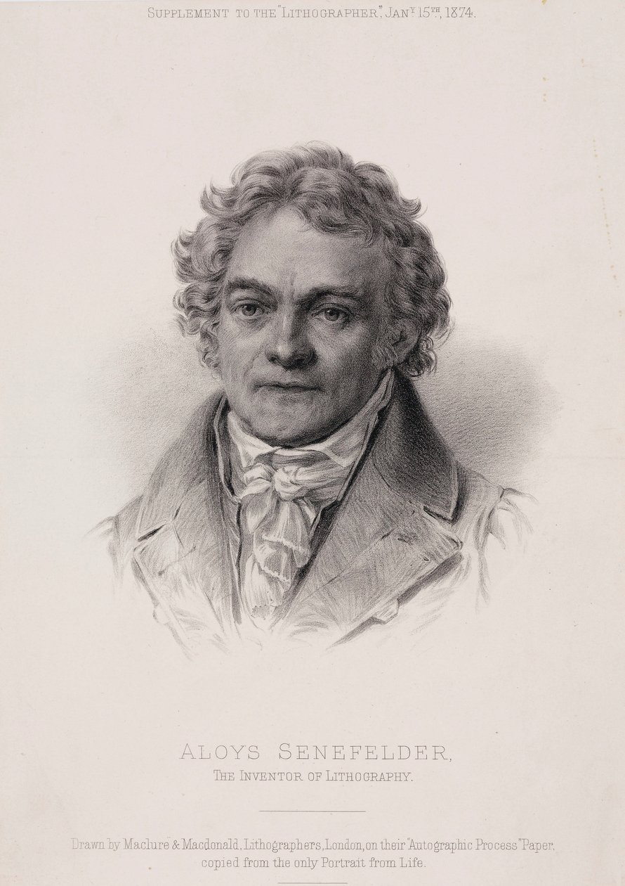 Alois Senefelder, inventeur allemand de la lithographie, vers 1810 - Unbekannt