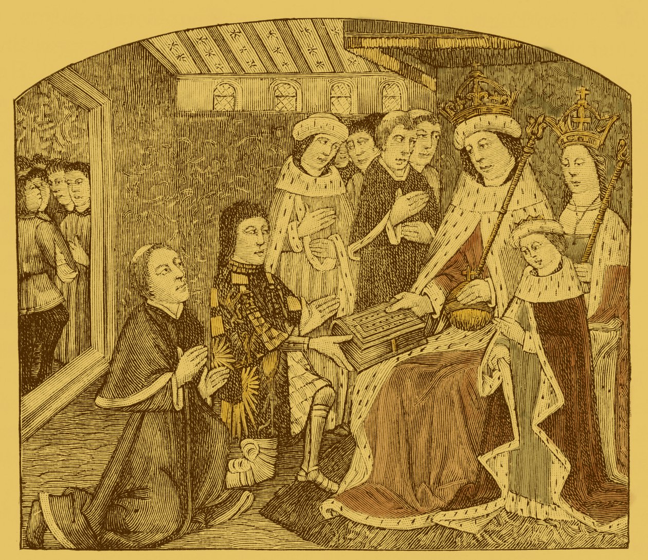 Anthony Woodville présentant le premier manuscrit imprimé de Caxton - Unbekannter Künstler