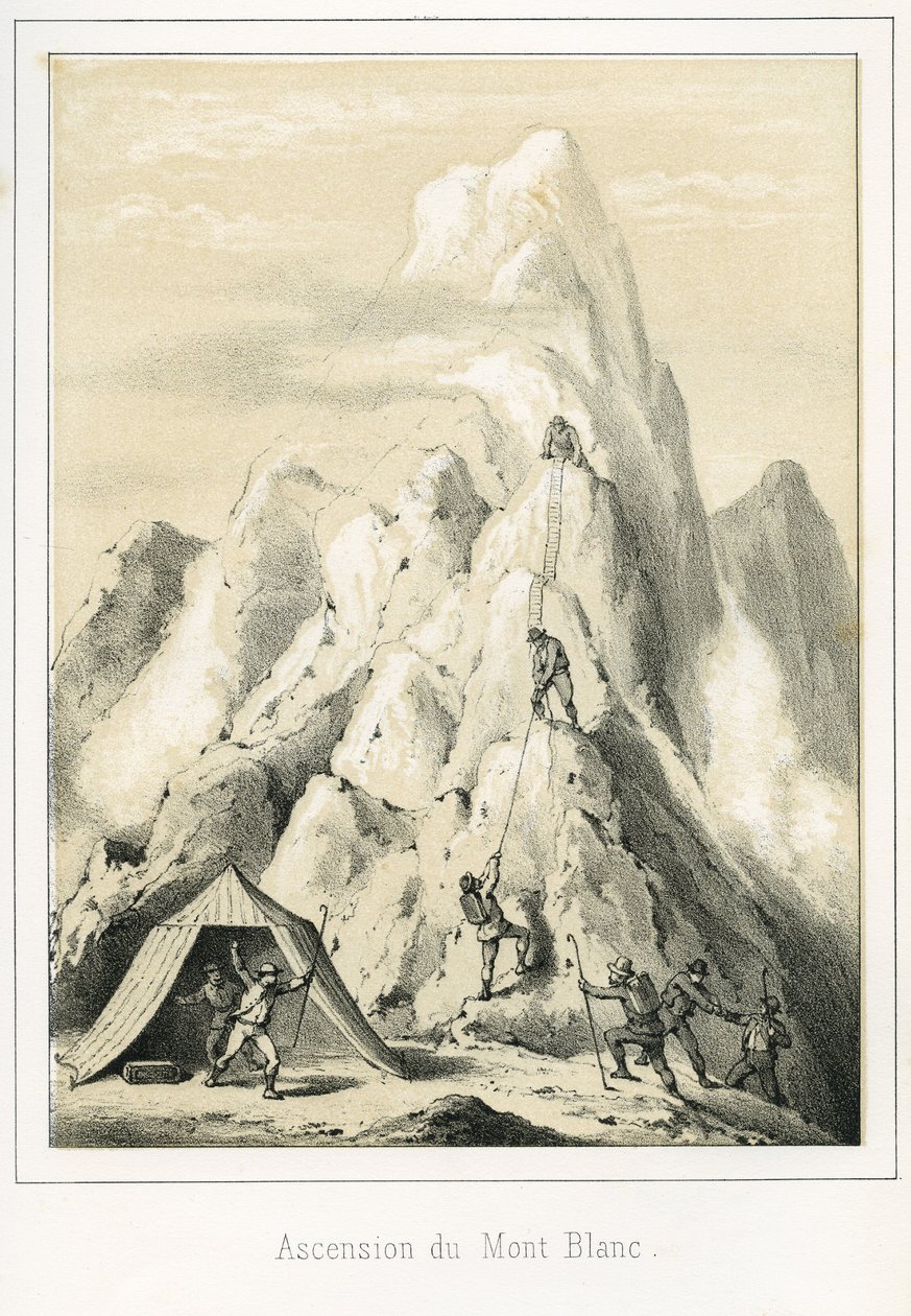Avalanche sur le Mont Blanc ayant entraîné la mort de trois guides. Gravure « Ciel Terre et Mer » par R. Delasalle, vers 1860 - Unbekannt