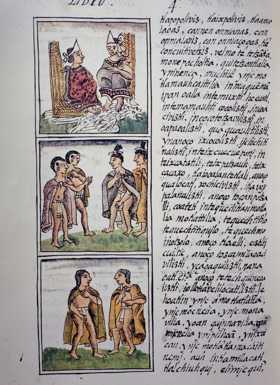 Société aztèque, Livre IV du Codex florentin, version bilingue en espagnol et nahuatl, Histoire générale des choses de la Nouvelle-Espagne, Civilisation aztèque - William M. Timlin