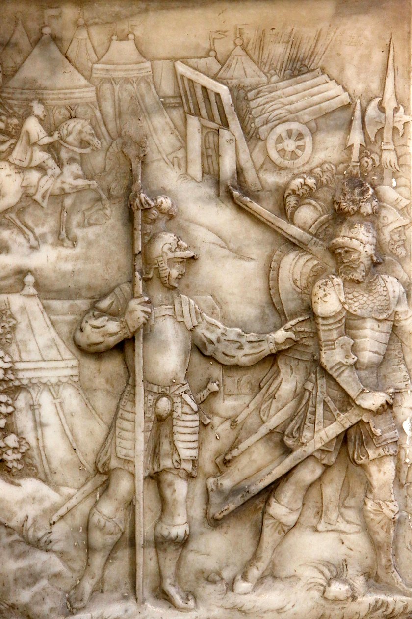 Basilique de Saint-Denis, Tombe de François 1er roi de France et Claude de France, Bas-relief de la fondation, Représentation du siège de Carignan, Saint-Denis, France - Unbekannt