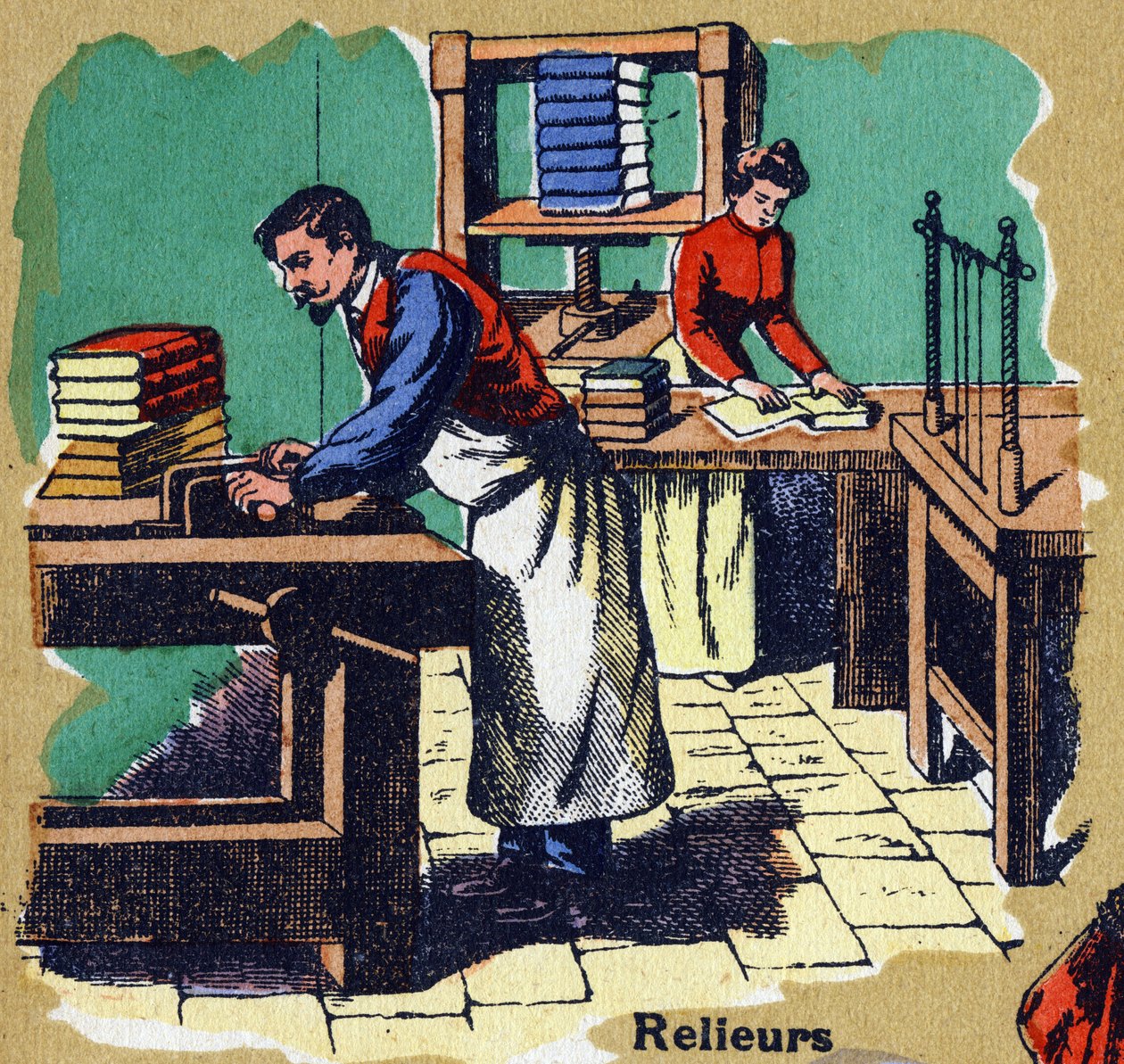 Reliures. Alphabet illustré. Imageries réunies à Jarville-Nancy, début du 20ème siècle. Dim : 40 x 29 cm. Lithographie sur fond bistre - Unbekannt