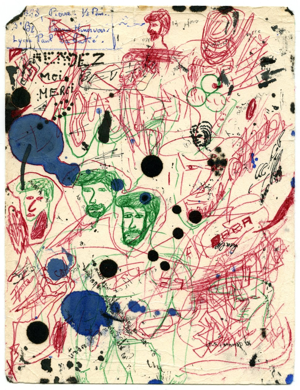 Buveur couvert de taches et de gribouillis, vers 1960 - Unbekannter Künstler