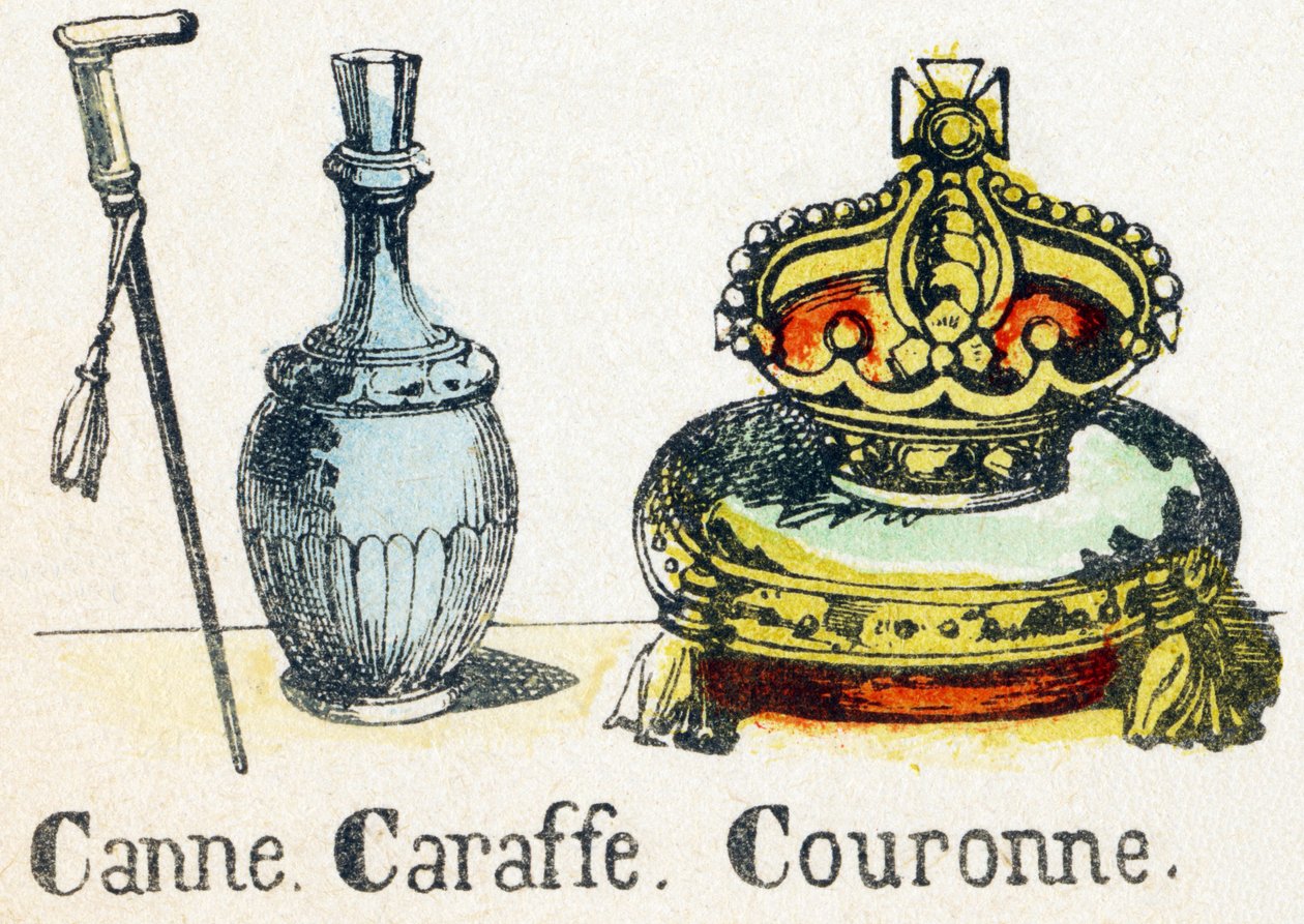 C - Canne Caraffe Couronne - Alphabet - divertissements enfantins - Imagerie d