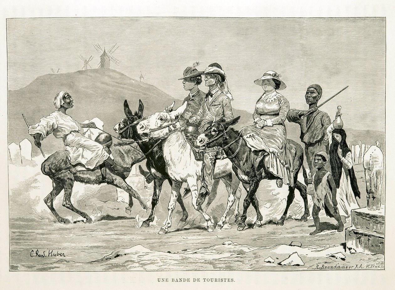Caricature de touristes occidentaux en Égypte - Illustration de l