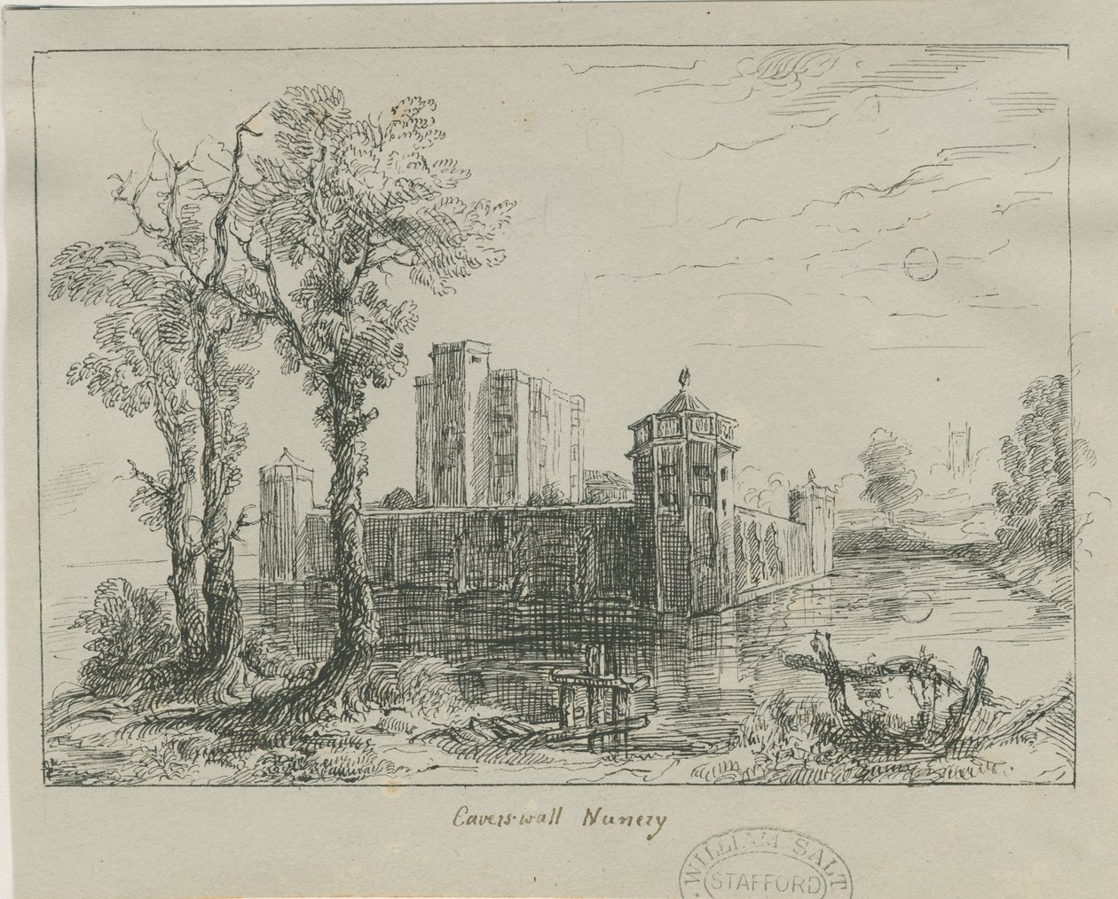 Château de Caverswall : croquis à l
