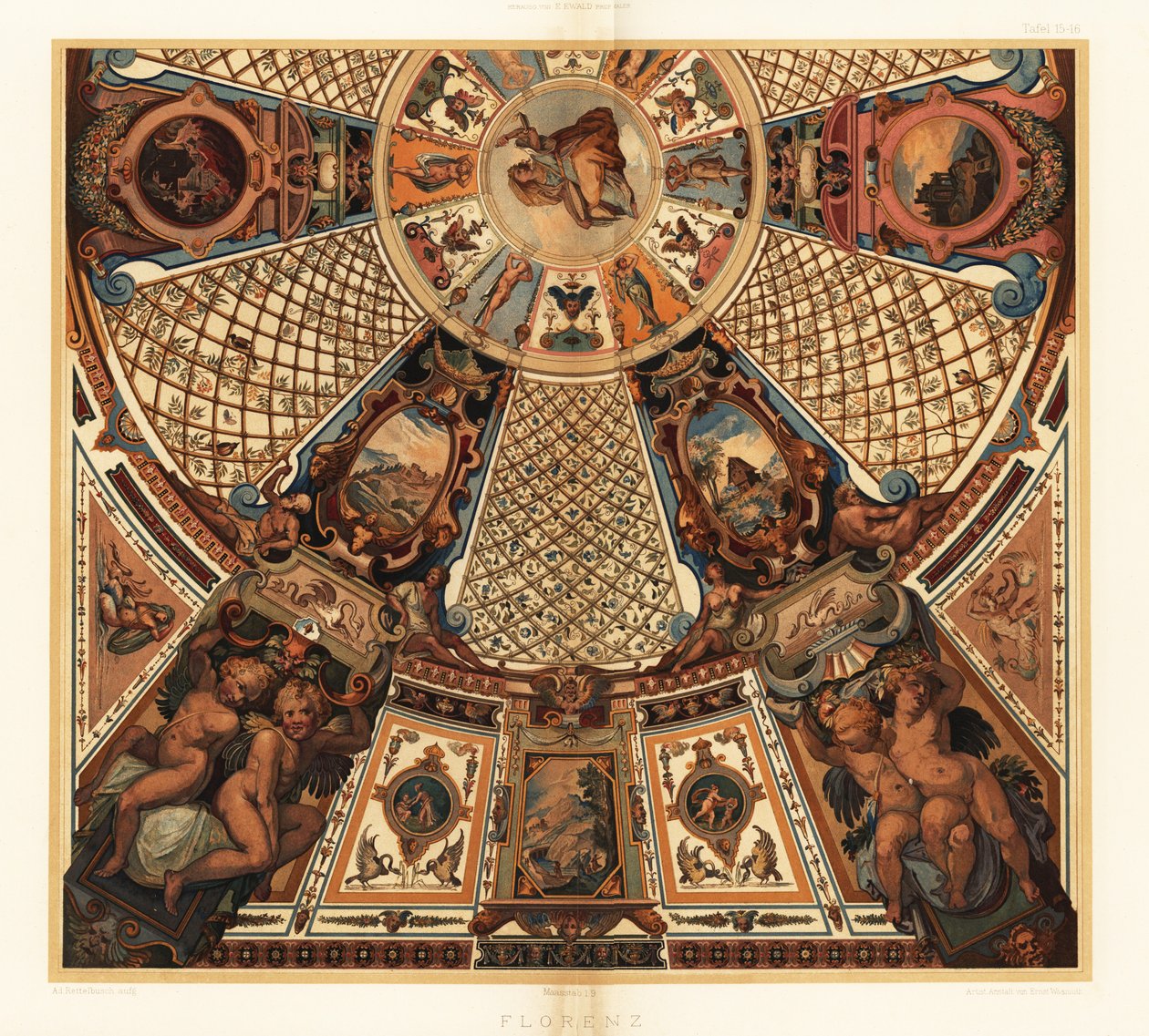 Peinture de plafond dans la Galerie des Offices, Florence - Unbekannter Künstler
