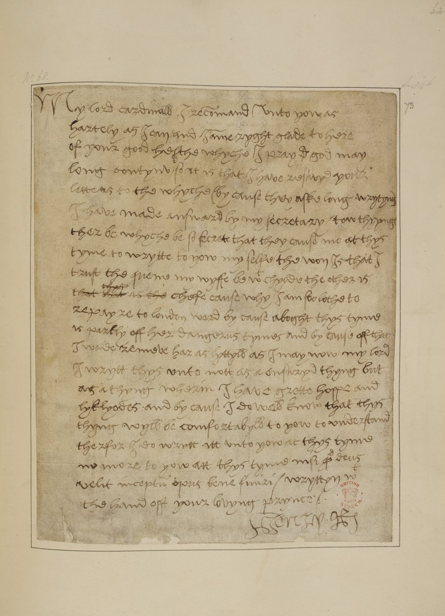 Lettre de Henry VIII à Thomas Wolsey, juin 1518 - Unbekannter Künstler