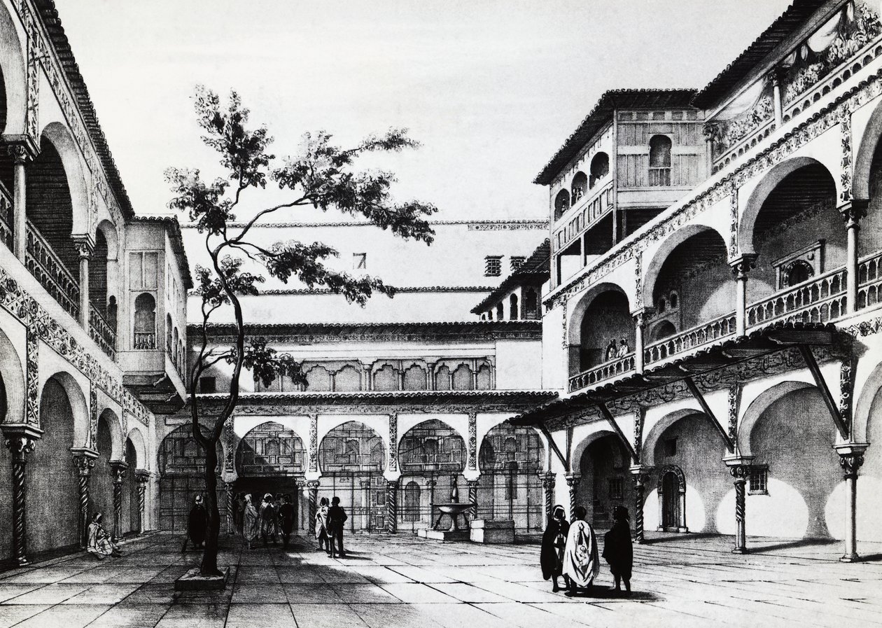 Cour de la forteresse de la Kasbah à Alger - J.B. and Brown J. Rowbotham