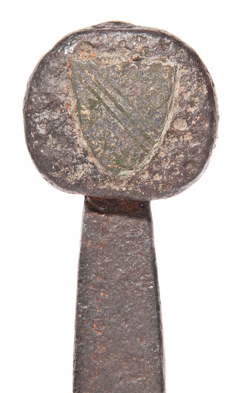 (détail) épée médiévale tardive avec lame viking antérieure et armoiries de la famille De Bohun - Unbekannt