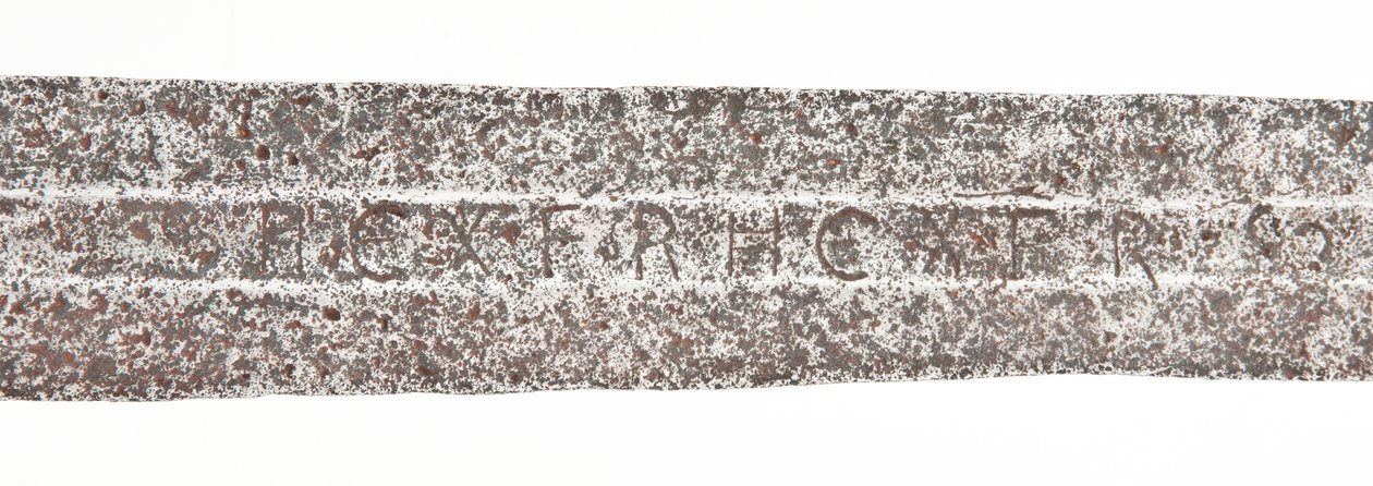 (détail) épée médiévale tardive avec lame viking antérieure et armoiries de la famille De Bohun - Unbekannt