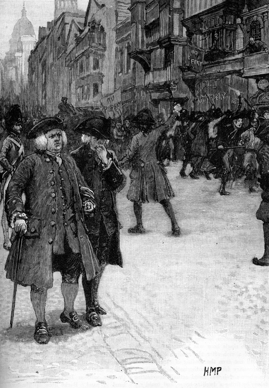 Dr Samuel Johnson regardant les émeutes de Gordon - Unbekannter Künstler