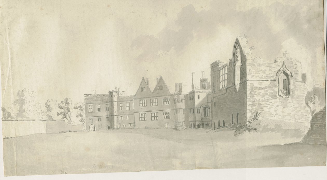 Château de Dudley - Le Donjon : dessin au lavis sépia, nd [vers 1790] - Unbekannt
