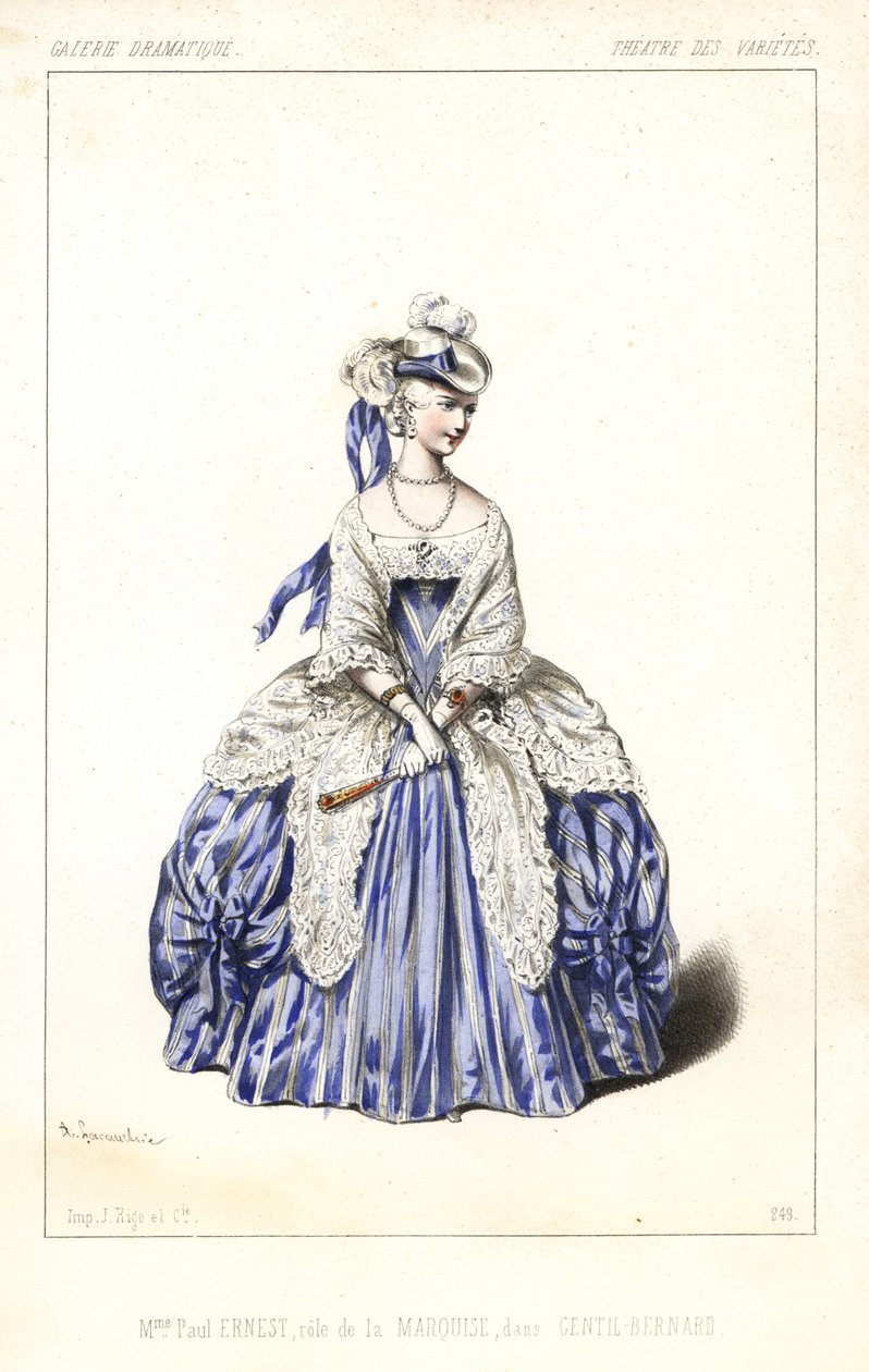 Actrice anglaise Madame Paul Ernest en tant que Marquise dans "Gentil Bernard, ou L