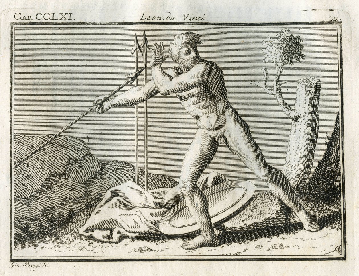 Études sur la figure humaine lançant un objet avec grande impétuosité. Gravure du « Traité de la peinture » de Léonard de Vinci - Unbekannt