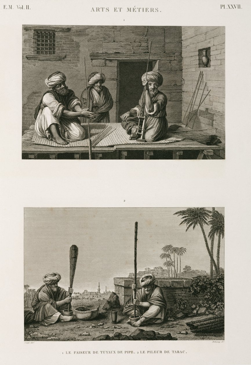 Fabrication, autres, fabricants de tiges de pipe et pilonneurs de tabac, Égypte, vers 1798 - Unbekannt