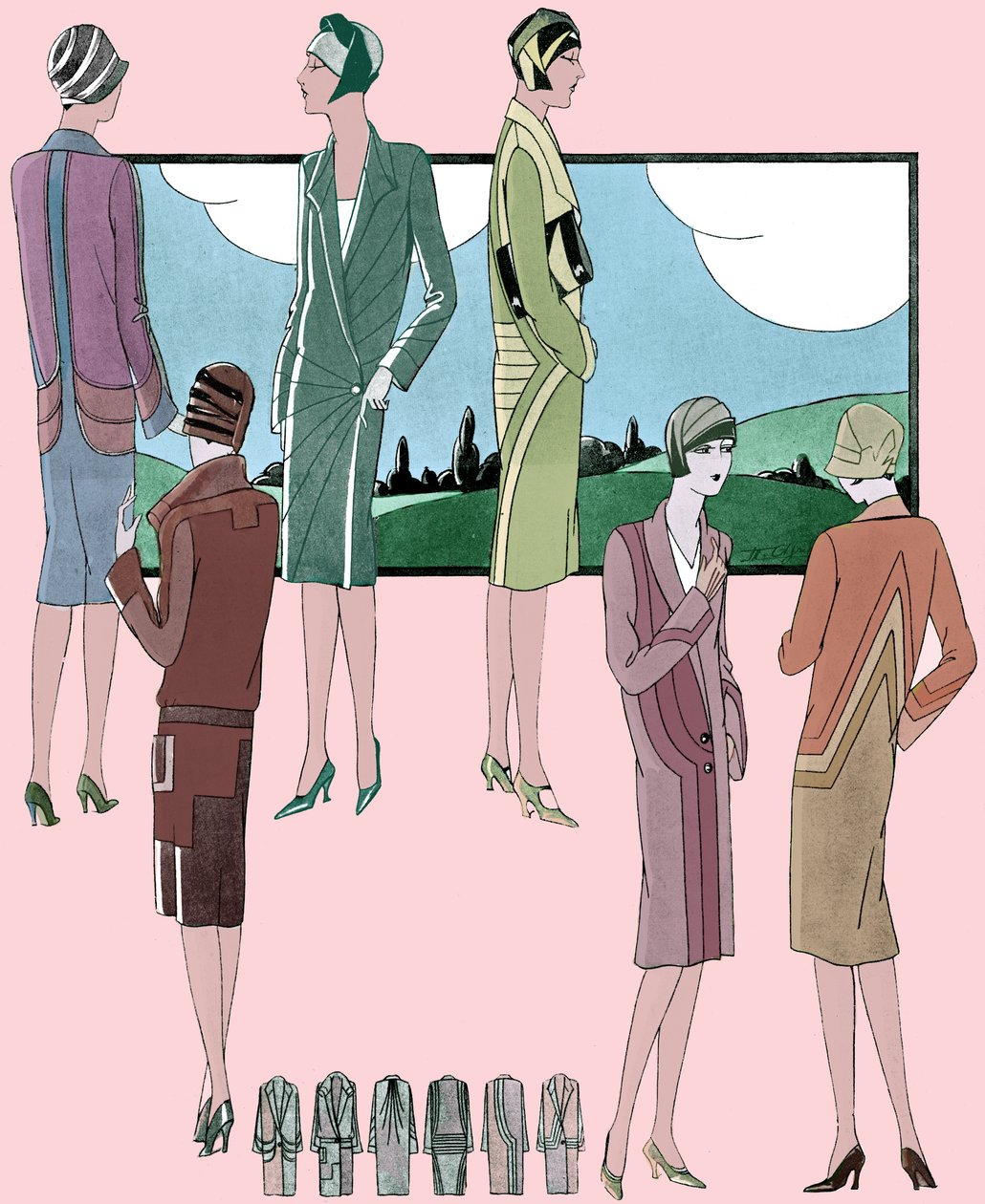 Mode : manteaux légers au printemps 1928 - Unbekannter Künstler