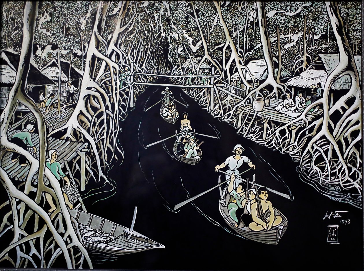 Musée des Beaux-Arts, Guerrillas de Ca Mau par Thai Ha, gravure sur laque, Ho Chi Minh Ville, Vietnam, 2018 - Josef Eberz