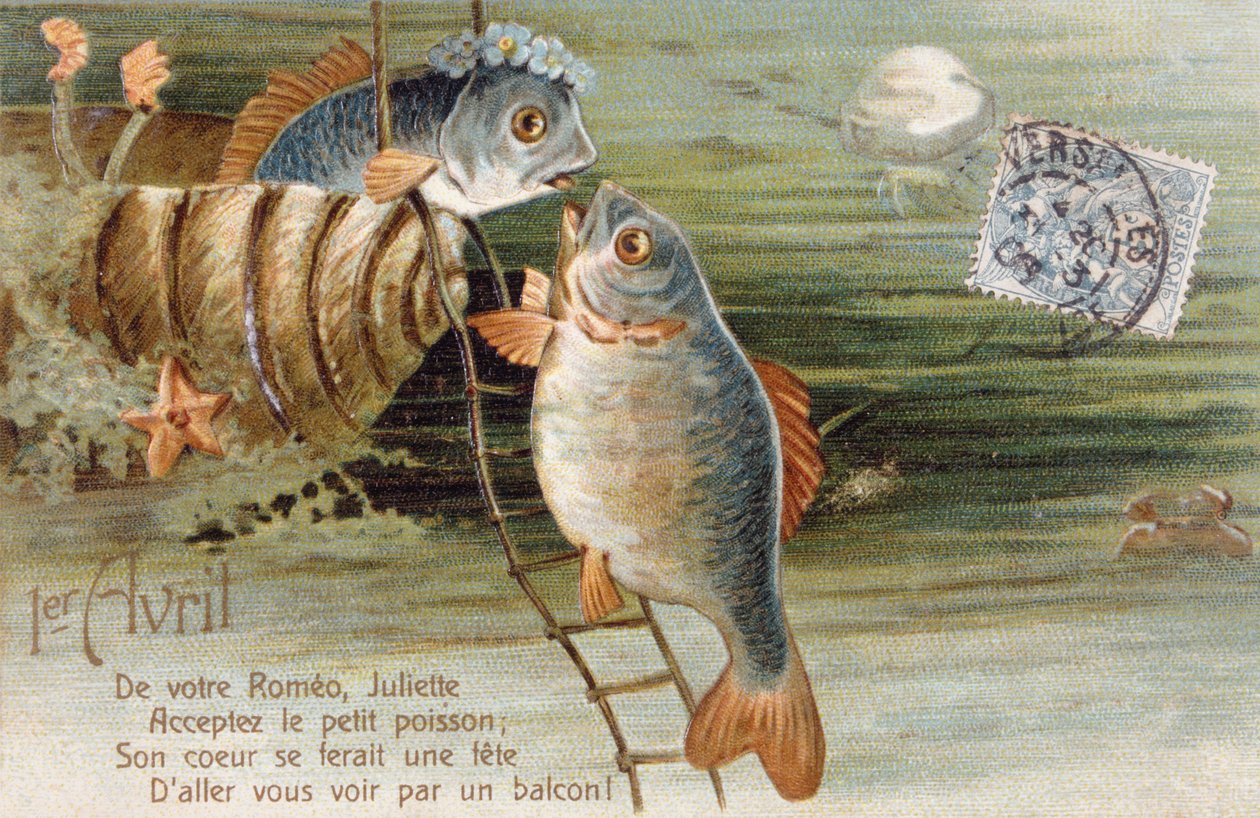 Carte postale française avec image de deux poissons - Unbekannter Künstler