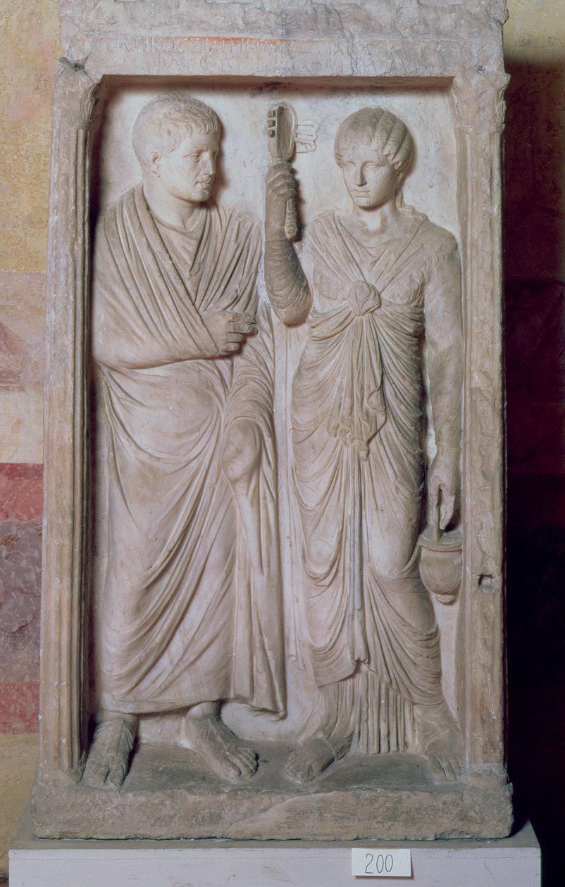 Statue funéraire avec couple marié, grecque (marbre) - Unbekannt