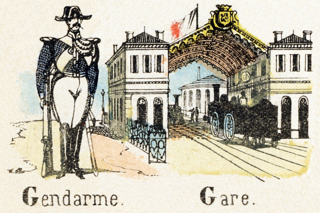 G - Gendarme Gare - Alphabet - divertissement pour enfants - Image épinal, série populaire c.1890 - Unbekannt