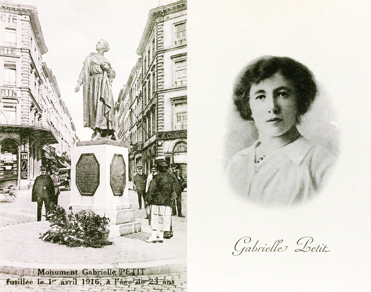 Gabrielle Petit et le monument érigé en son honneur à Bruxelles, cartes commémoratives, vers 1925 - Unbekannter Künstler