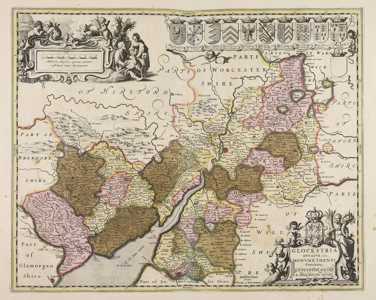 Glocestria ducatus cum Monumethensi comitatu  Glocester Shire amp ; Monmouth Shire - Unbekannter Künstler