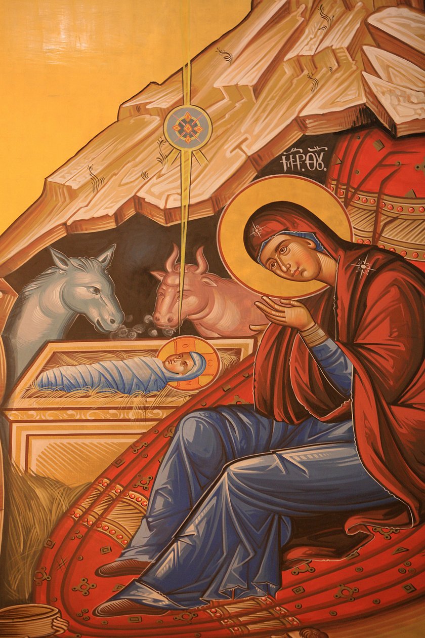 Icône orthodoxe grecque représentant la naissance du Christ - Unbekannt