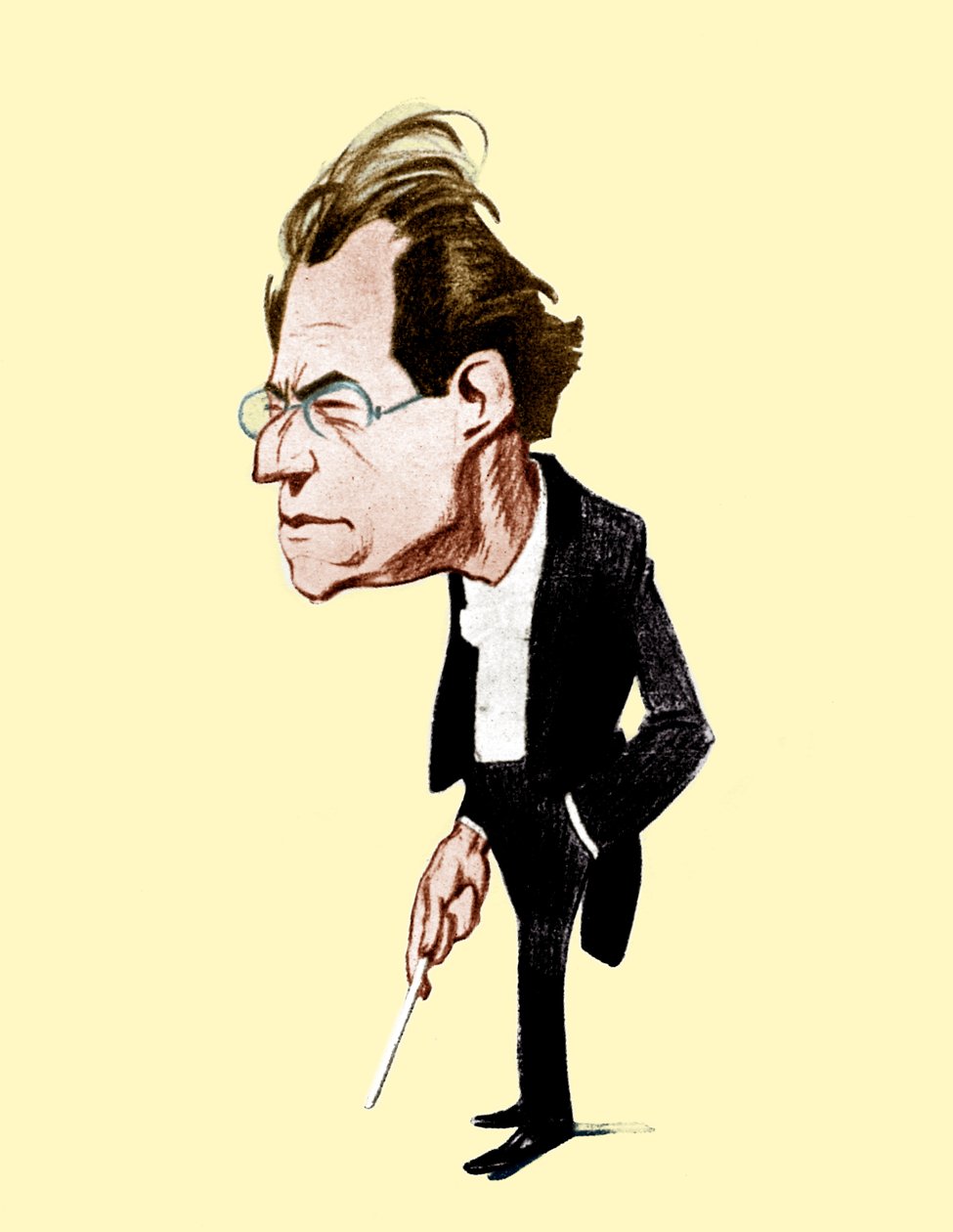 Gustav Mahler. Caricature par Oscar Garvens, compositeur autrichien, 7 juillet 1860 - 18 mai 1911. Oscar Garvens 1874-1951 - Unbekannt