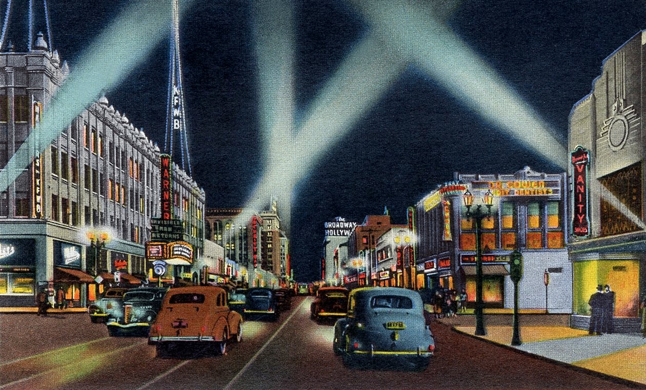Boulevard Hollywood la nuit Californie - Unbekannter Künstler