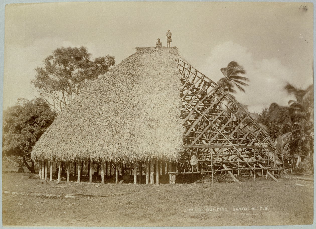 Construction de maisons à Samoa, vers 1875 - Unbekannt