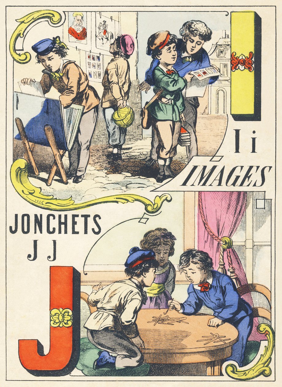 I J : images, jonchets - Alphabet des jeux, c.1890 - Unbekannt