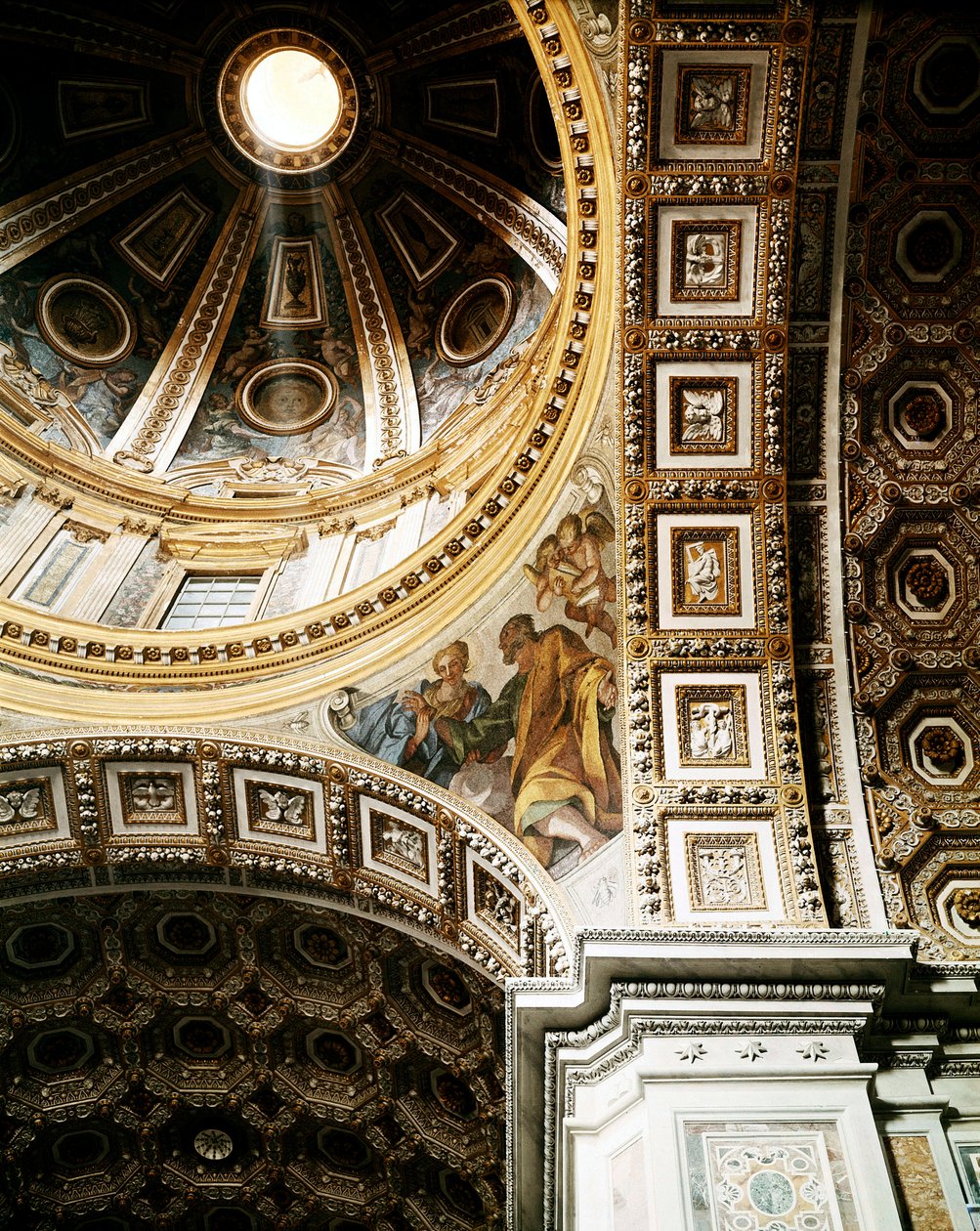 Vue intérieure du dôme de la basilique Saint-Pierre (Basilica San Pietro) à Rome. (détail) - Unbekannt