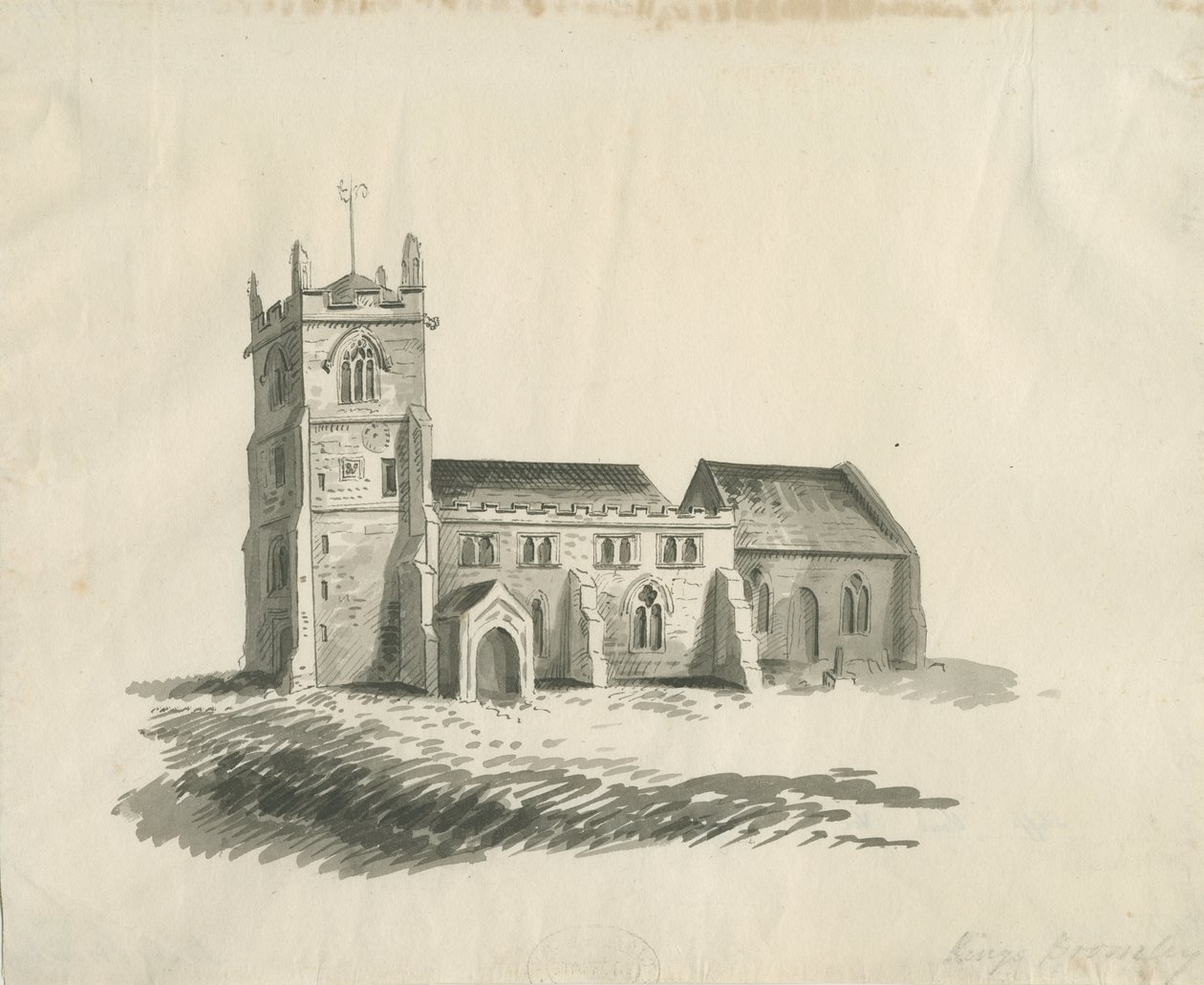Église de Kings Bromley : dessin sépia, nd [vers 1770] - Unbekannt