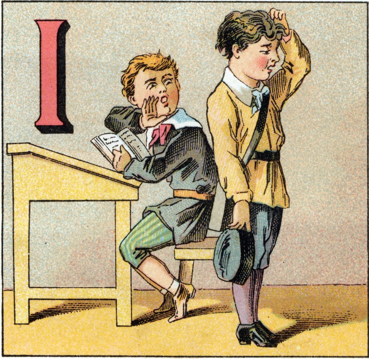 Lettre I comme ignorance. Un élève qui a oublié sa leçon répète ce que l