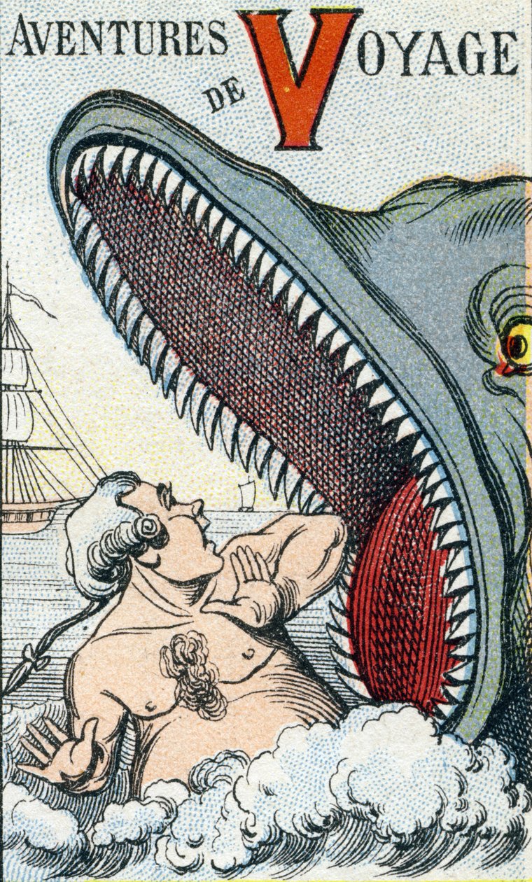 Lettre V : Aventures de voyage. Gravure dans "ABC Les Images en Alphabet". Imagerie d