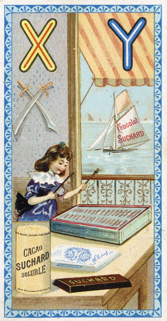 Lettre X : xylophoniste et Y : yatagan, yacht. Gravure de l