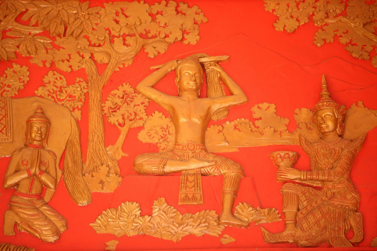 Vie du Bouddha. La Grande Tonsure : le Bouddha coupe ses cheveux avec son épée. Phnom Penh, Cambodge - Unbekannt