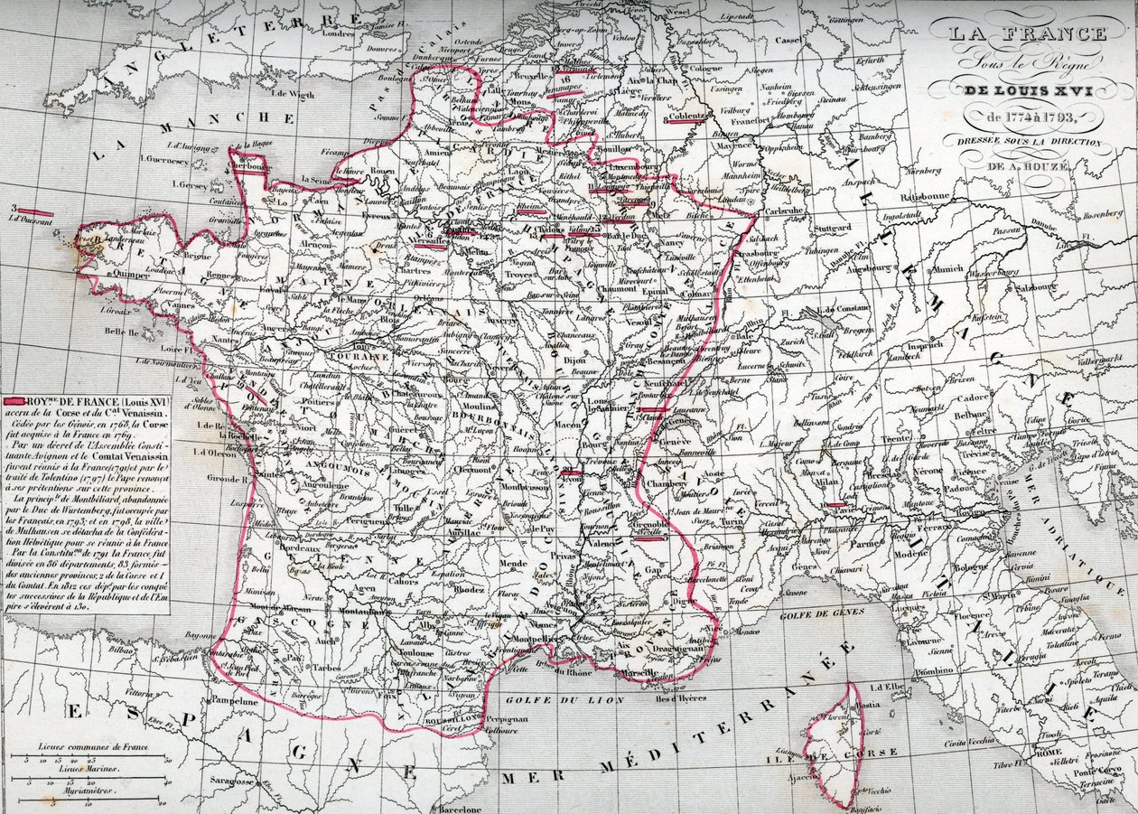 Carte de France sous le règne de Louis XVI de 1774 à 1793 (Carte de France à l