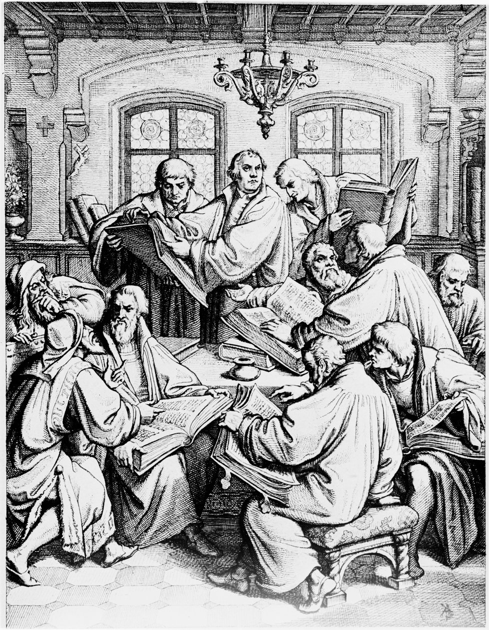 Martin Luther traduisant la Sainte Bible du latin en allemand - Unbekannter Künstler