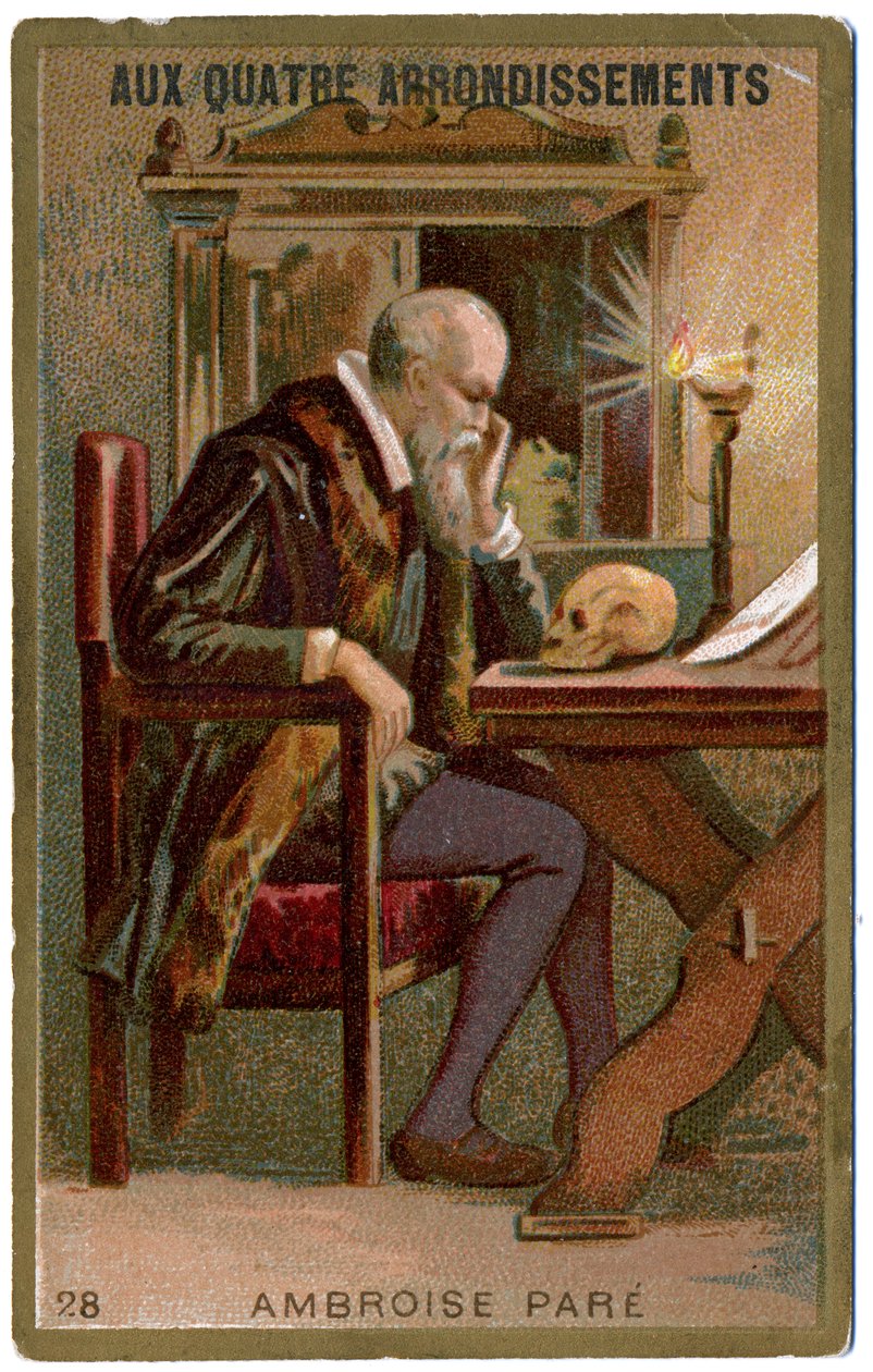 Médecine. Le chirurgien français Ambroise Paré. Imagerie du grand magasin parisien : Aux Quatre Arrondissements, France, vers 1900 - Unbekannter Künstler