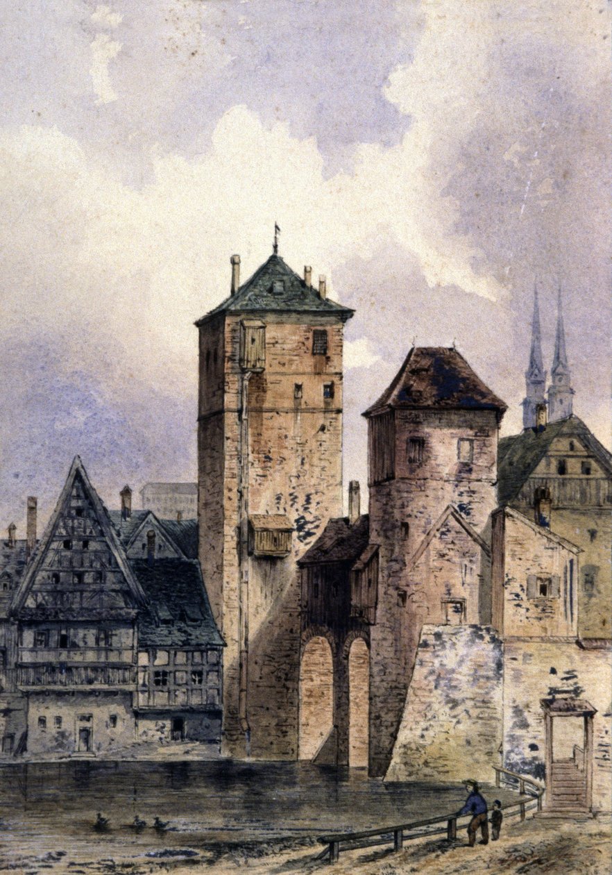 Ville médiévale sur le Rhin, vers 1850-1900 - Unbekannter Künstler