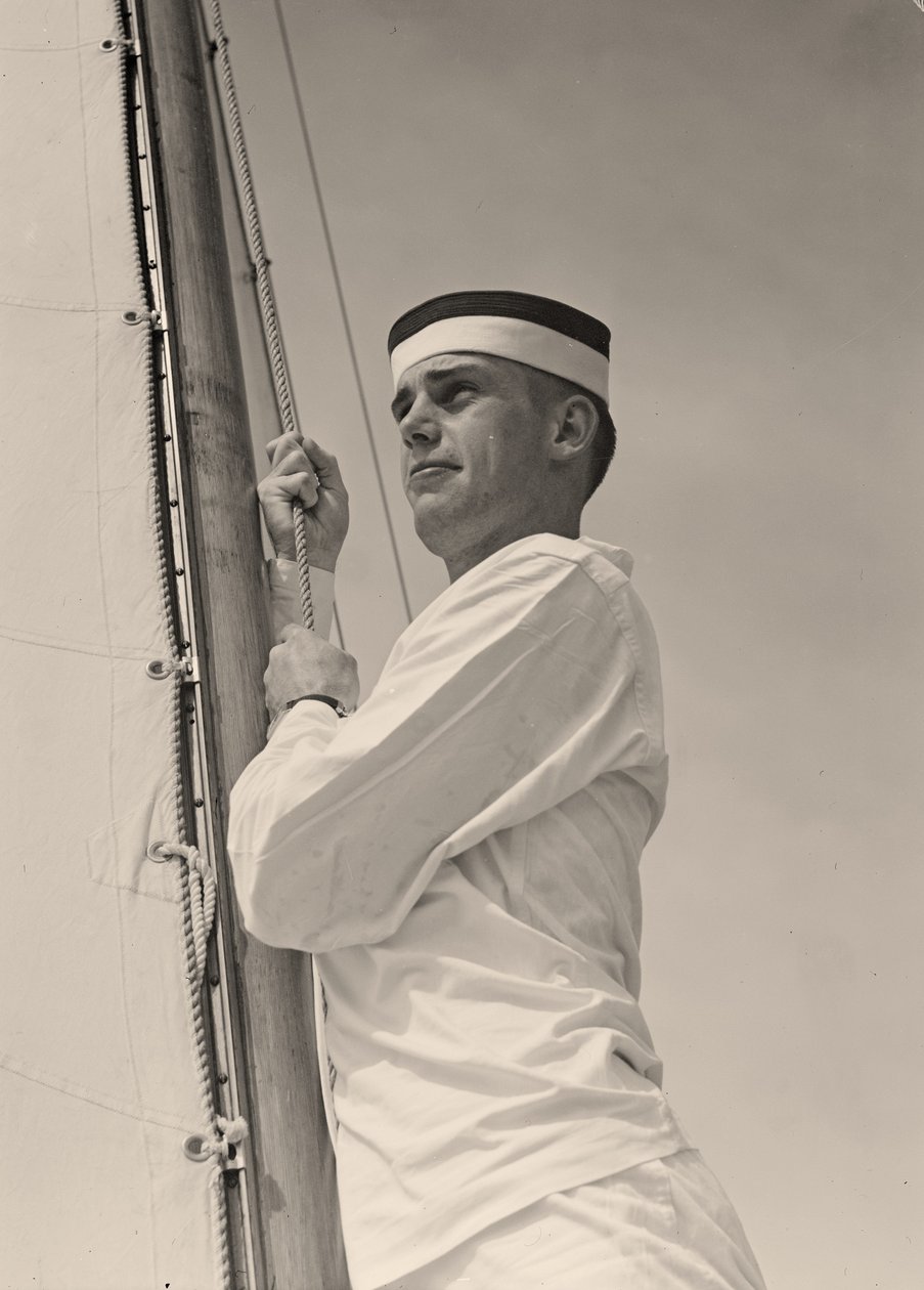 Aspirant hissant la grande voile, Académie navale des États-Unis, Annapolis, Maryland. 1942 - Unbekannt