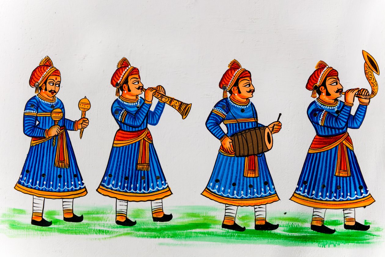 Peinture murale dans la vieille ville, Udaipur, Rajasthan, Inde, Asie - Unbekannter Künstler