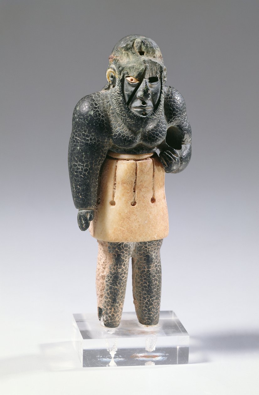 Génie mythologique des montagnes, vers 2200 av. J.-C. (calcaire et chlorite, diadème en fer météoritique) - Unbekannt
