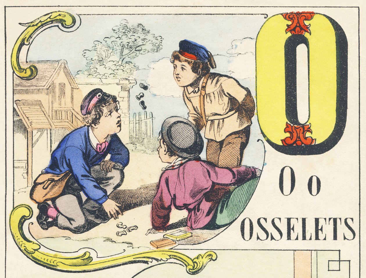 O : osselets - Alphabet des jeux, vers 1890 (illustration) - Unbekannt