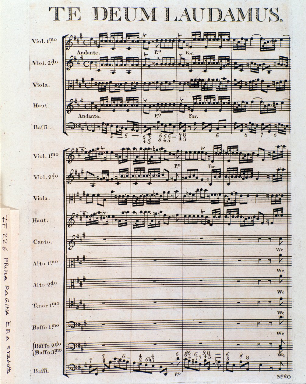 Page de partition musicale du Te Deum de G. F. Handel - Unbekannter Künstler