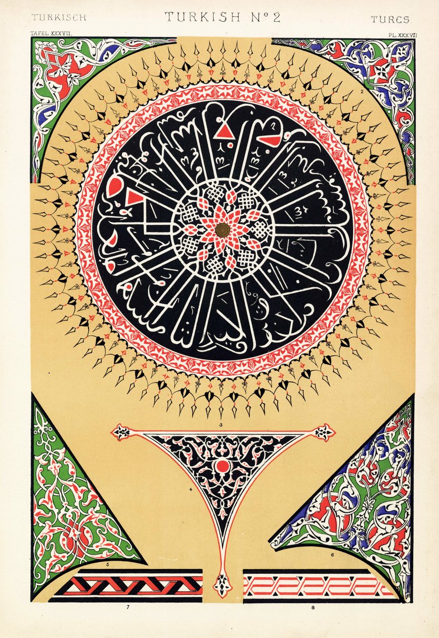 Ornements peints de la mosquée de Soliman (Mosquée Süleymaniye), Constantinople (Istanbul). Du Yeni D