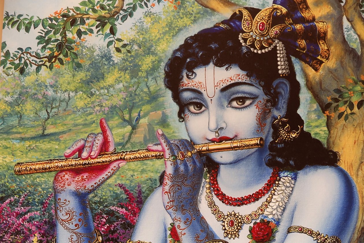 Krishna jouant de la flûte en plein air, Inde - Unbekannt
