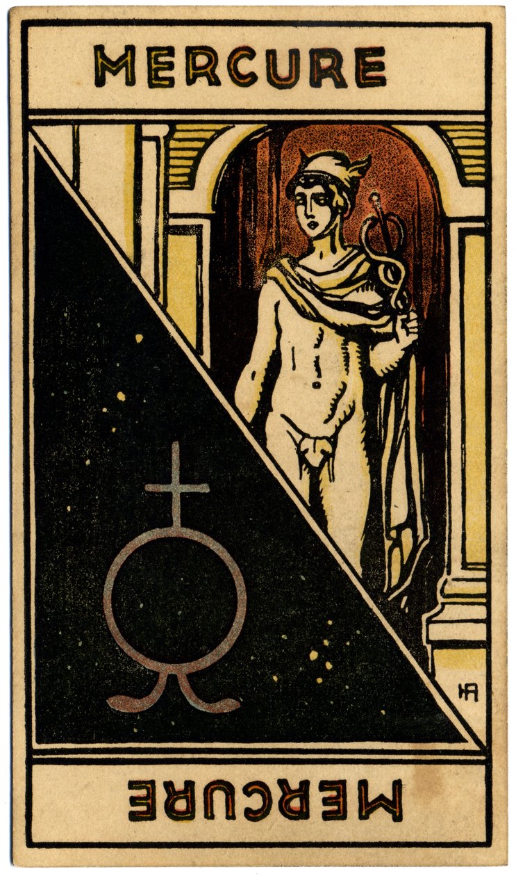 Paranormal. Astrologie. Mercure (planète). Carte astrologique de : Le Tarot Astrologique, par Georges Muchery, France - Unbekannter Künstler